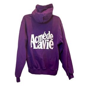 ADLV Boucle Embroidery Patch Hoodie Size 1 Small Medium Purple Acmede La Vie